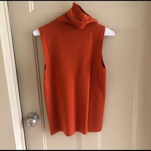 Pumpkin Sleeveless Turtleneck Sweater